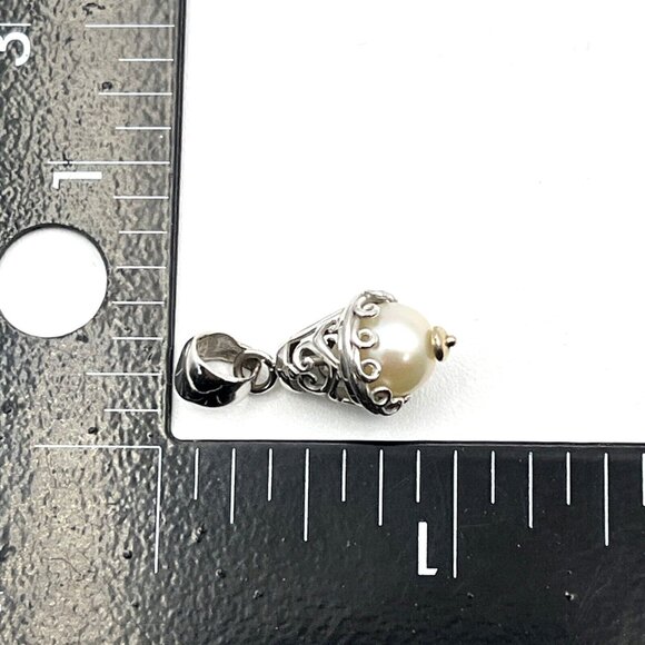 14k White Gold Pearl Drop Pendant 2.7 gram Not Scrap - Picture 6 of 8